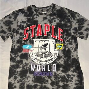 Staple Pigeon Black Grey Tie-Dye Graphic Tee Medium
